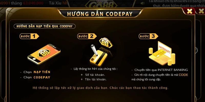 Tham khảo các bước nạp tiền cổng game qua Code Pay